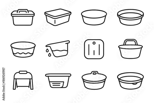 Tub water icon support wash washer vector multi spout bin use channel