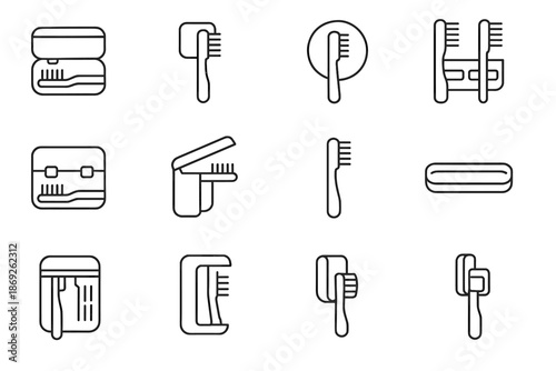 Double rack toothbrush edge station combo release vector secure icon locks lid