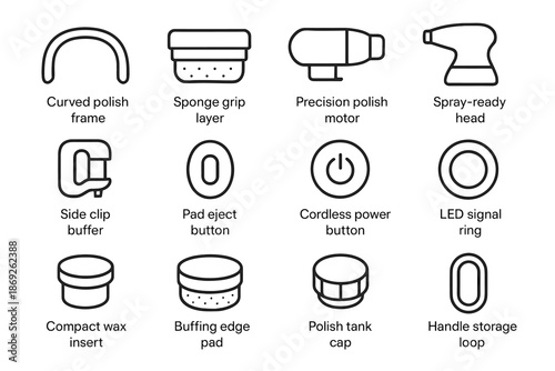 Vector shoe cap cordless storage motor precision icon icons ring buffer curved