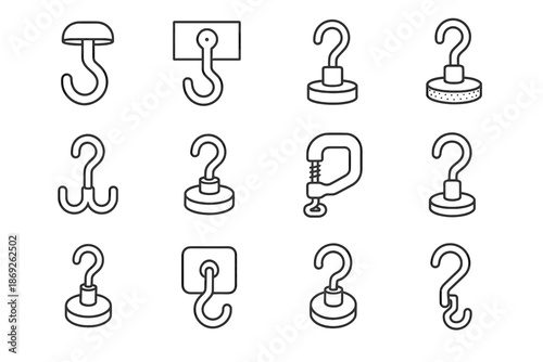 Tip hold vector magnetic icon stainless icons rubber pin plate hook reinforced