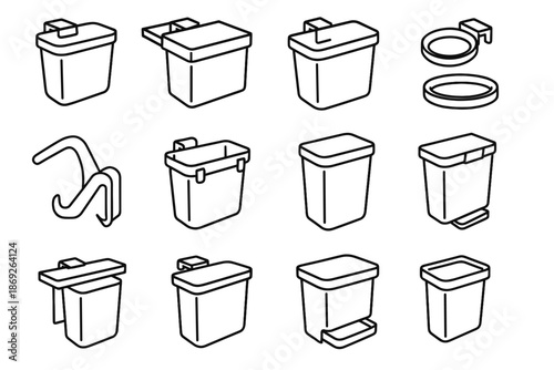 Profile clip bag icon bin trash lid quick holder vector compact desk