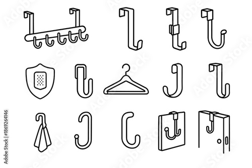 Curved pad holder over icon metal clothes layout door hook backing vector