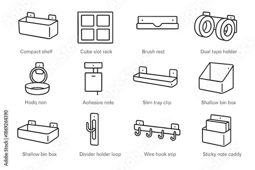 Vector strip set divider cube adhesive bin minimal tape loop note icon