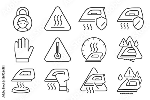 Lock timer safety fabric symbol vector icons overheating icon triangle sign protection