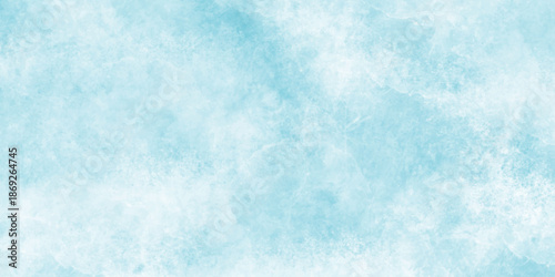 Abstract grunge watercolor background in soft light blue and pale cyan tones, with irregular splashes, ink blots. blue marble texture. blue ice on watercolor and snow. 