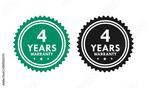 4 years and lifetime warranty label template illustration