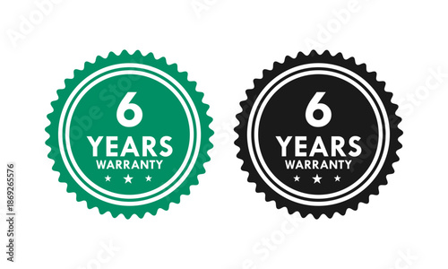 6 years and lifetime warranty label template illustration
