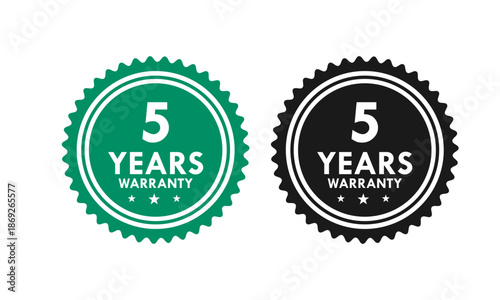 5 years and lifetime warranty label template illustration