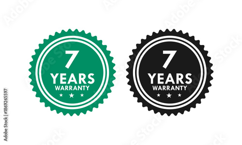 7 years and lifetime warranty label template illustration
