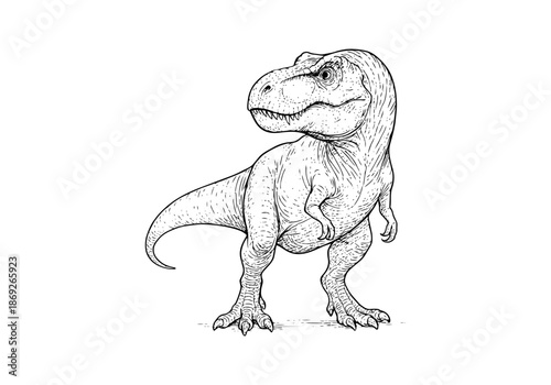Tyrannosaurus rex TREX hand drawn simple sketch vector illustration