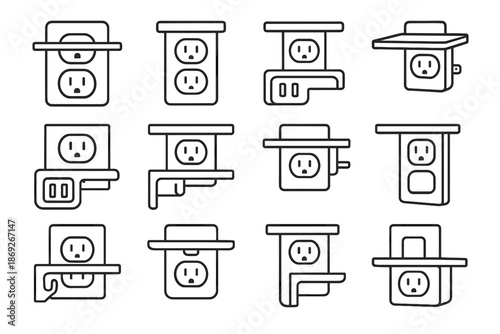 Icon usb vector ledge extension wall clamp socket shelf platform tray