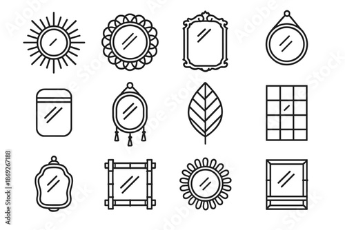 Oval sunburst vector bamboo vintage icon circle accent decorative border mirror