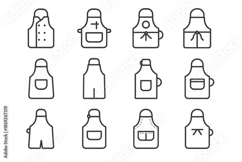 Side icon apron chef holder chest adjustable classic vector waist