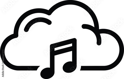Cloud music service icon illustrating online audio streaming and digital media storage