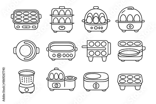 Cooking icon adjustable depth design vector vented egg icons cooker tray plate