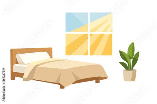 Sunlight streaming into a bedroom