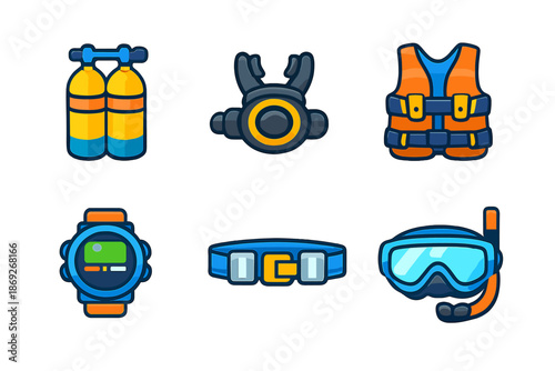 Scuba Diving Equipment Icons