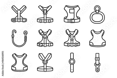 Car strap padded adjustable icon leash pet belt vector restraint design torso