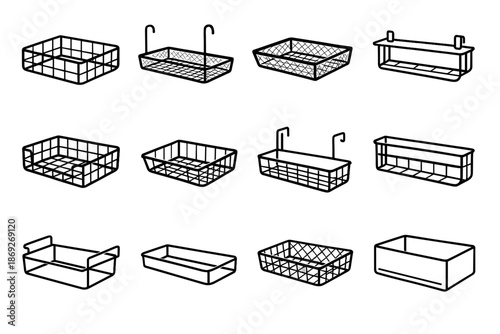 Bar icon shelf edge flat mesh modern clipped arms front vector box