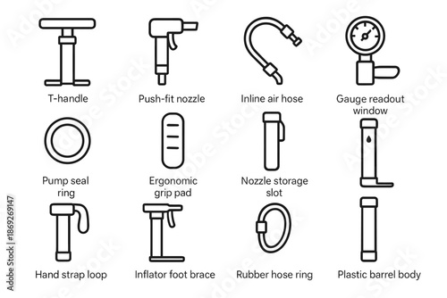 Body vector hand loop ergonomic plastic manual air slot icon tire ring