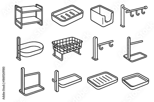 Sink holder upright vector tray drainer adjustable icon corner compact basket insert