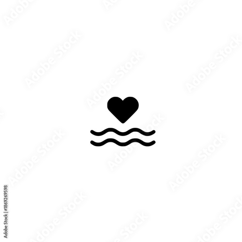 Heart icon over wave symbol representing compassion sustainability renewable energy eco vector graphic design