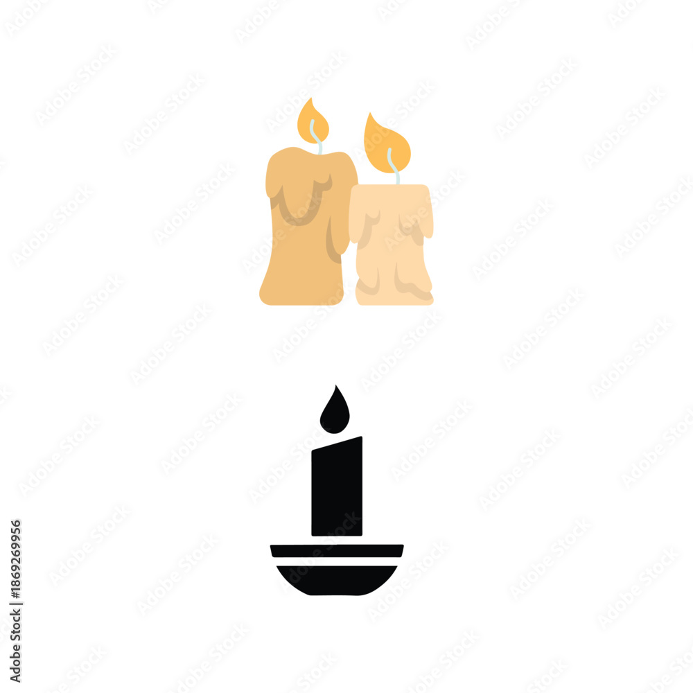 Obraz premium Two candle icon, light, burn