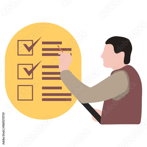 People Checking List Illustration