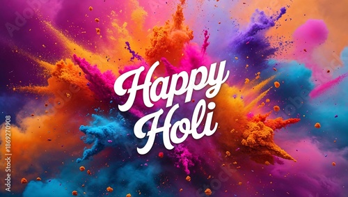 Vibrant holi celebration with colorful powder explosion background