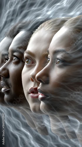 Circle of People Breathing Together with Flowing Light