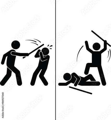 A representation of physical violence and assault with stick figures