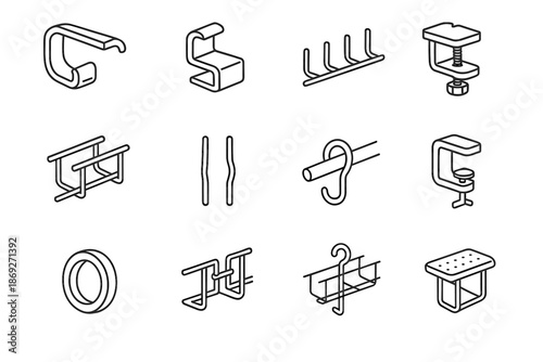 Bar clamp insulation icon icons office modular vector pressure clip bend tray