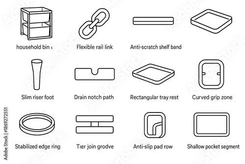Curved join segment sink tray icon organizer path tier rail notch under