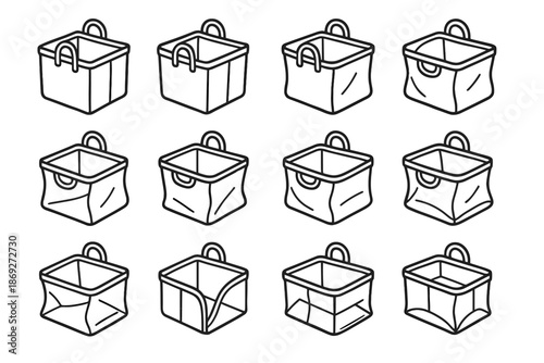 Soft icon foldable corner clothes seam vector fold depth grid bin pair