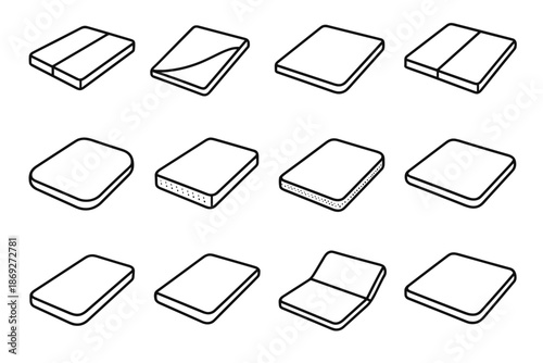 Vector pad edge line mat icon contour foldable outline surface rounded bottom