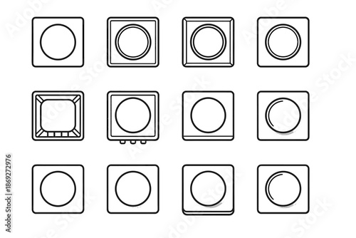 Accent button pads shading underside vector arc stripe icon wall structural smart