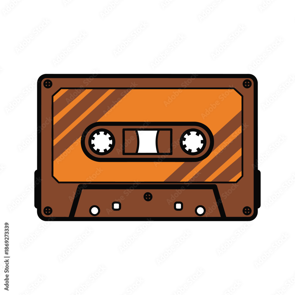 Obraz premium The illustration depicts a cassette tape on a white background.