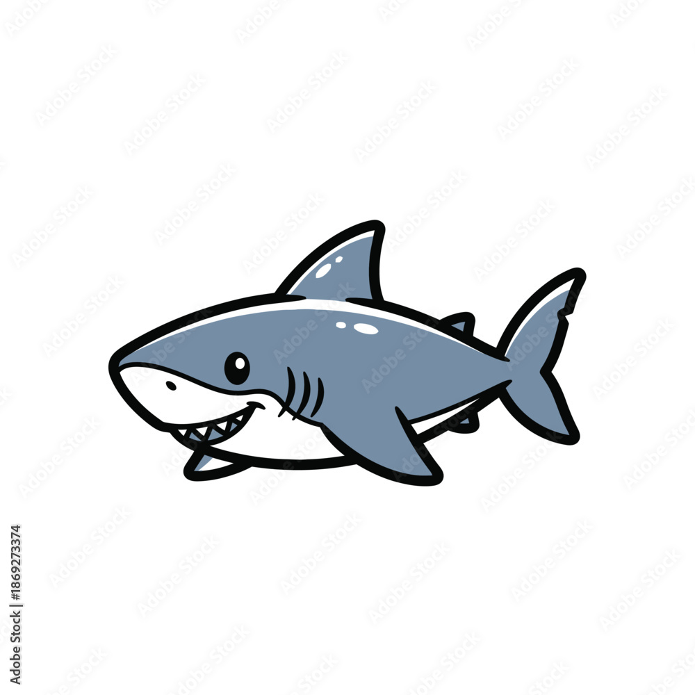 Fototapeta premium An illustration of a shark swimming in water with a white background.