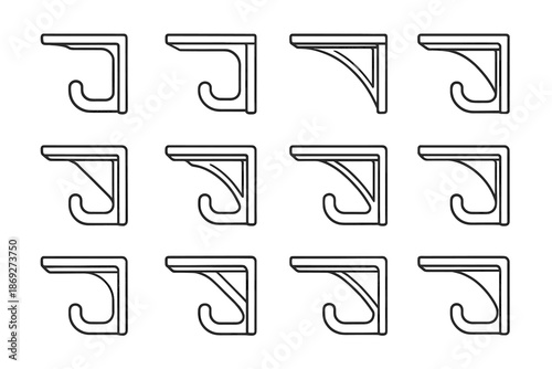Stroke hook vector crest shading shelf tilt icon structural tip pads slab