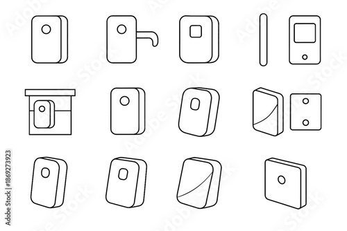 Minimal row slab smart lock structural icon stripe panel outline shading vector