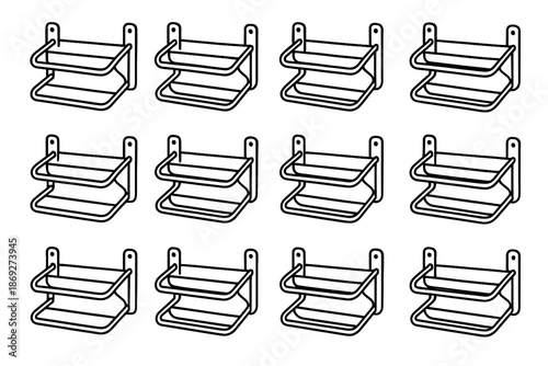 Band shading metal bar slab traction rack shoe vector icon seam pads