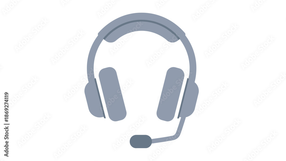 Fototapeta premium Vector illustration of black stereo headphones isolated on white background as a technology icon symbol for music audio equipment and studio sound entertainment