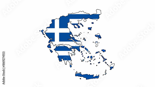 3d greece map flag illustration featuring a greek nation outline isolated on white for european geography and eu cartography abstract