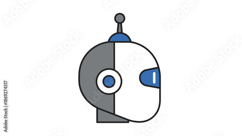 vector illustration of a head robot with antenna 