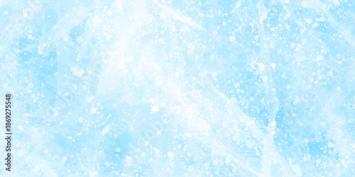 Abstract grunge watercolor background in soft light blue and pale cyan tones, with irregular splashes, ink blots. blue marble texture. blue ice on watercolor and snow. 