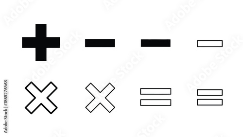 Mathematical symbols including plus minus equal multiply and division signs