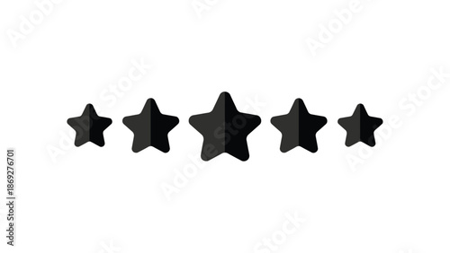 Five black stars in a horizontal row against a white background