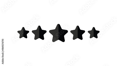 Five black stars arranged horizontally on a plain white background