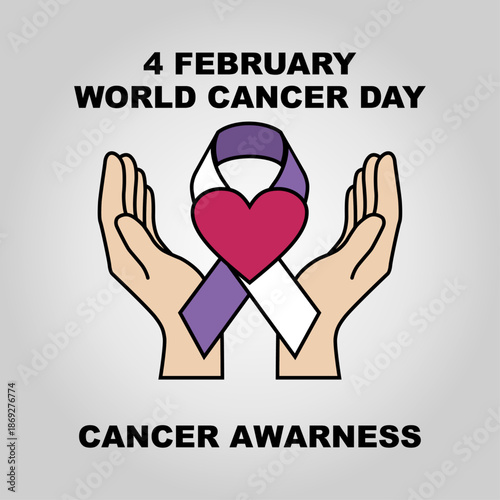 World Cancer Day Care Hands Awareness Illustration