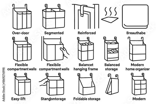 Icon vector segmented walls fabric sorter laundry smooth organizer storage